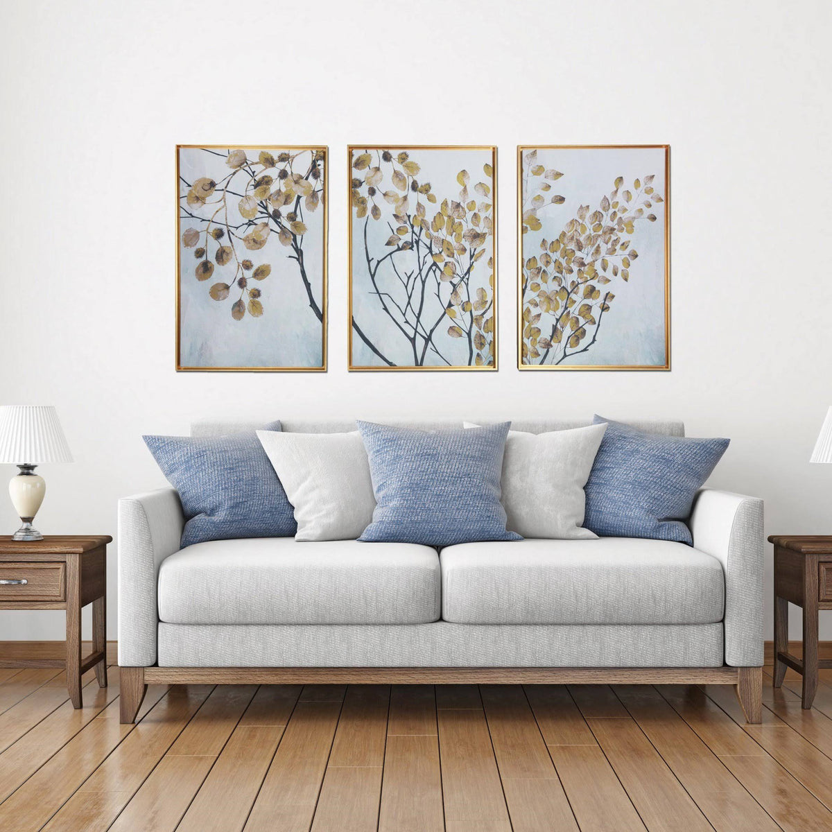 Blue Floating Framed Wall Canvas Triptych H71157