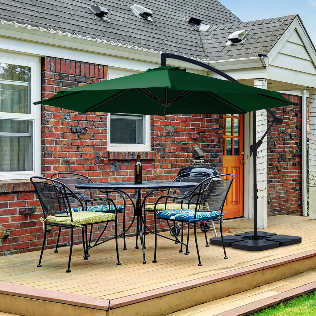 10ft Heavy Duty Offset Cantilever Patio Umbrella with 4-Piece Base Q7376