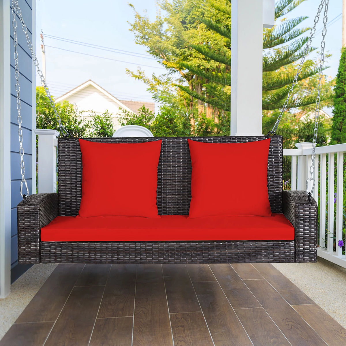 2-Person Rattan Hanging Porch Swing Bench M571413
