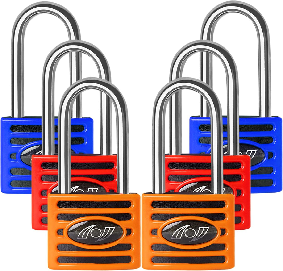 2.5 Inch Long Shackle Keyed Alike Padlocks 6 Pack Red Z47989