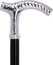 Silver 925r Fritz Leaves Handle Walking Cane with Black Beechwood Shaft and Collar E50097