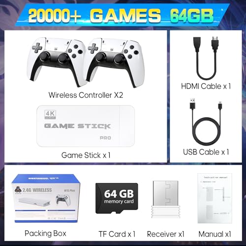 64GB Retro Game Stick with 2 Wireless Controllers Z3825