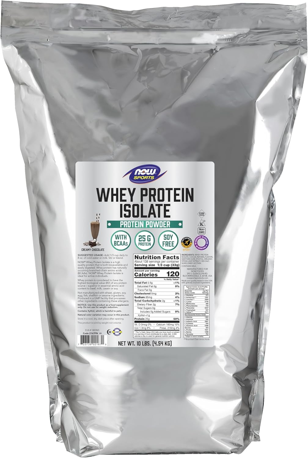 Creamy Chocolate Whey Protein Isolate Powder, 10-Pound V7460