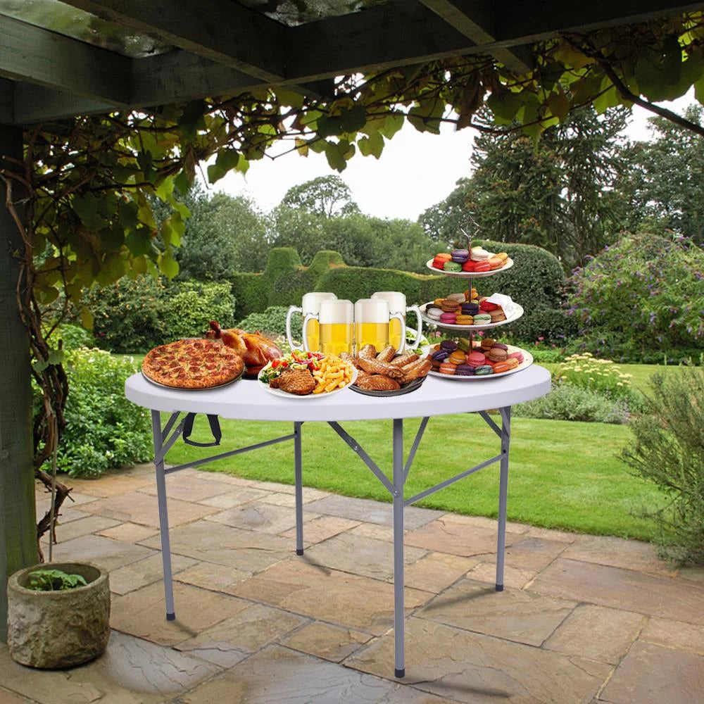 48" Round White Folding Plastic Table X75316