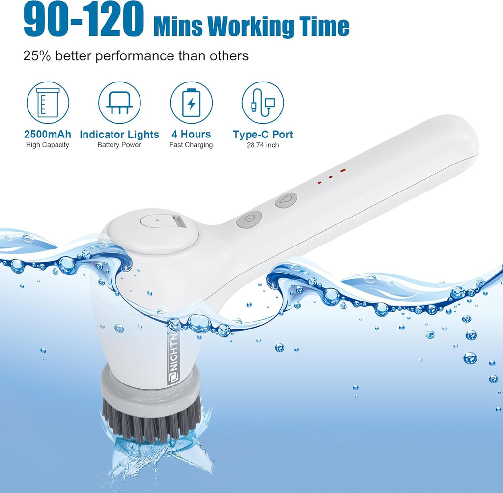 Cordless Electric Cleaning Brush with 4 Replaceable Brush Heads P713127