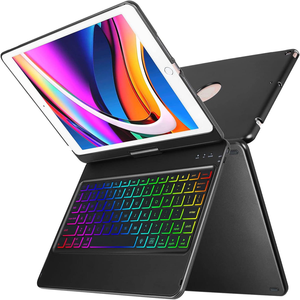 10 Color Backlit 360 Rotatable Keyboard Case U749