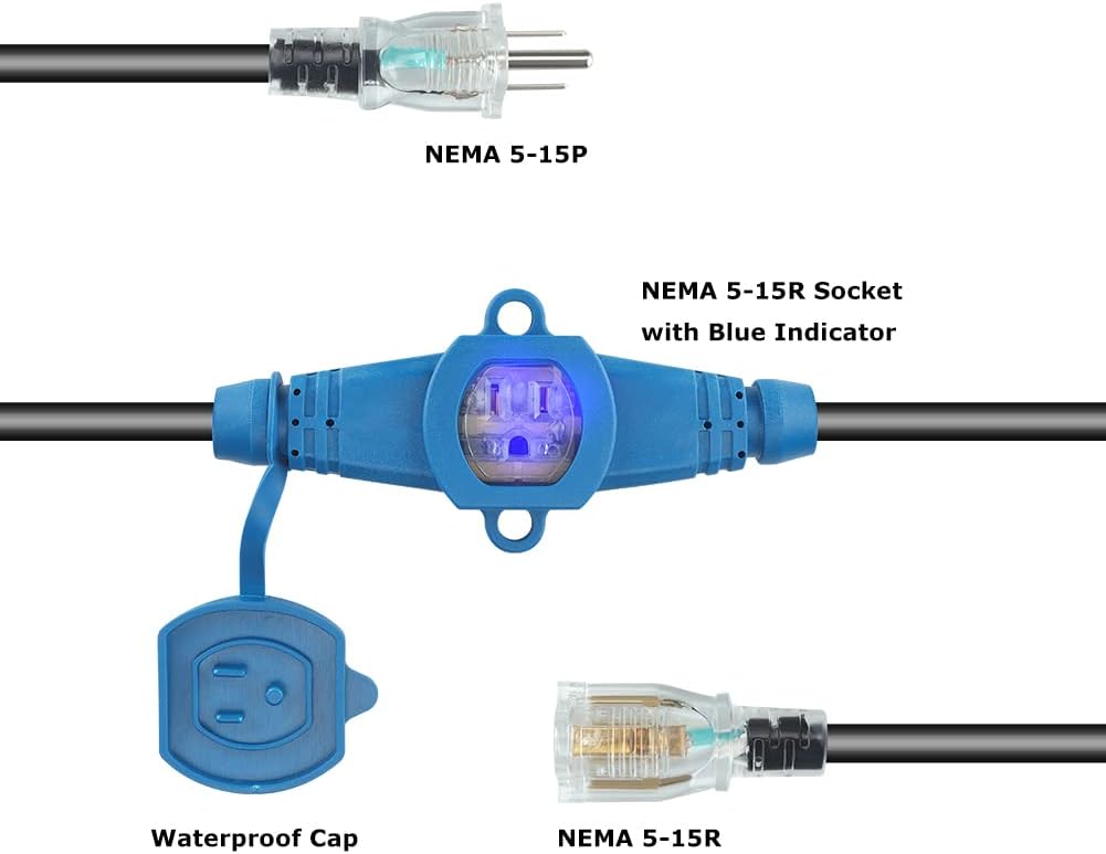 50 Feet 7 Outlet Extension Cord with Led Indicator O2913