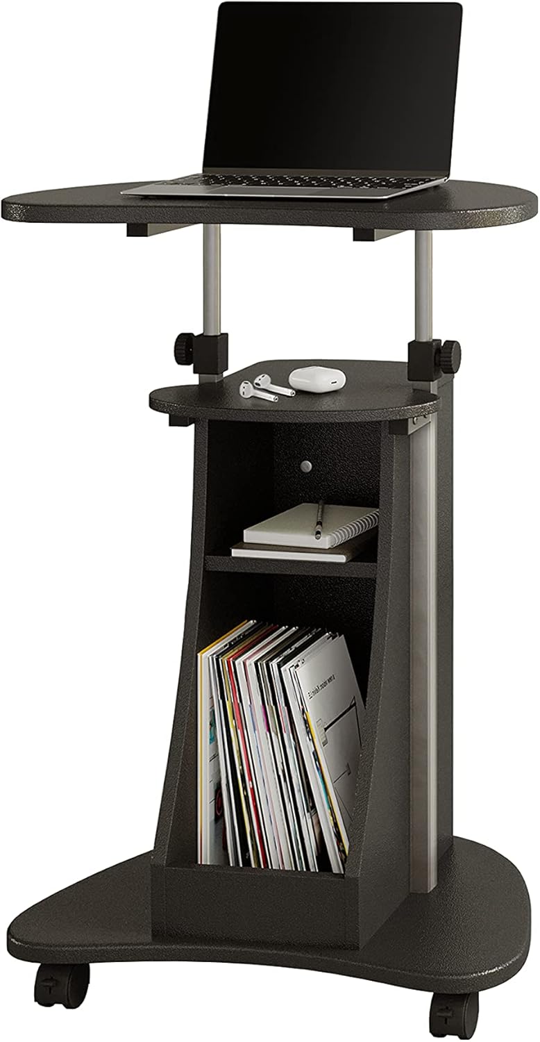 Graphite Sit-to-Stand Rolling Laptop Cart with Storage G79315