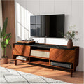 Walnut 67 inch TV Stand with Rattan Drawer K81891