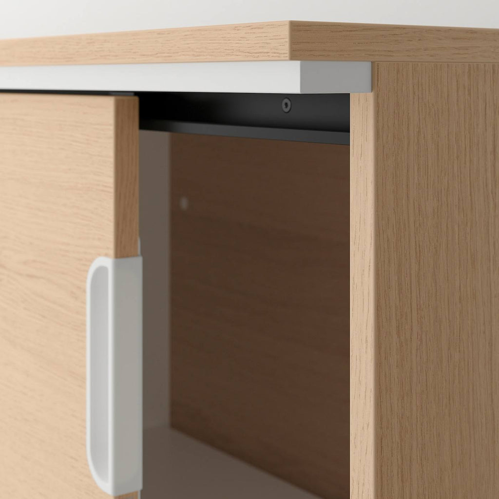 White Stained Oak Veneer Cabinet with Sliding Doors R70965