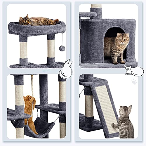 Black 63in Multi-Level Cat Tree with Sisal-Covered Scratching Posts Y891928