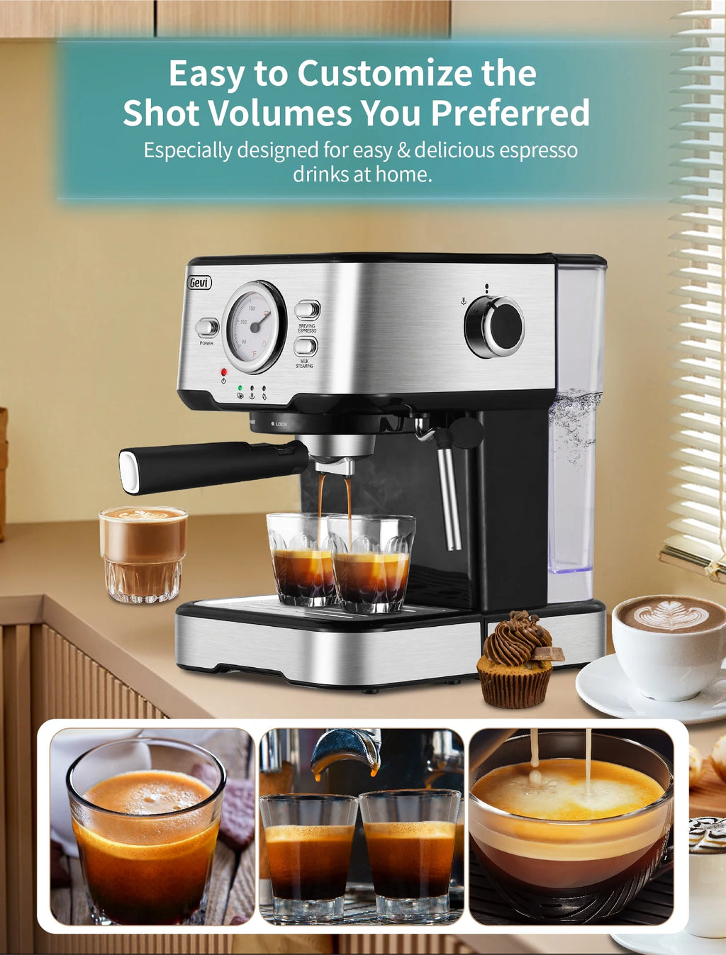 15 Bar Espresso Machine with Steamer W713