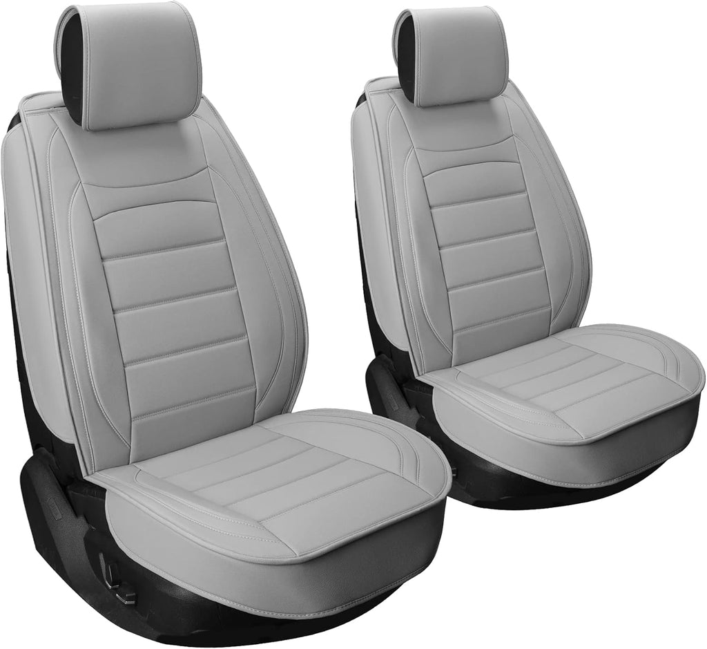 Black 2Pcs Waterproof Leatherette Car Seat Covers T80432