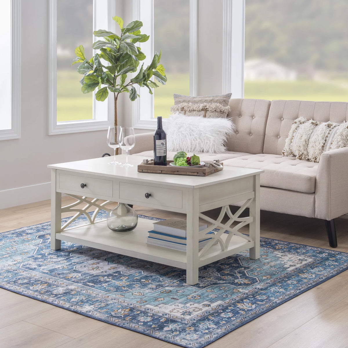 White 2-Drawer Lift-Top Coffee Table U122010