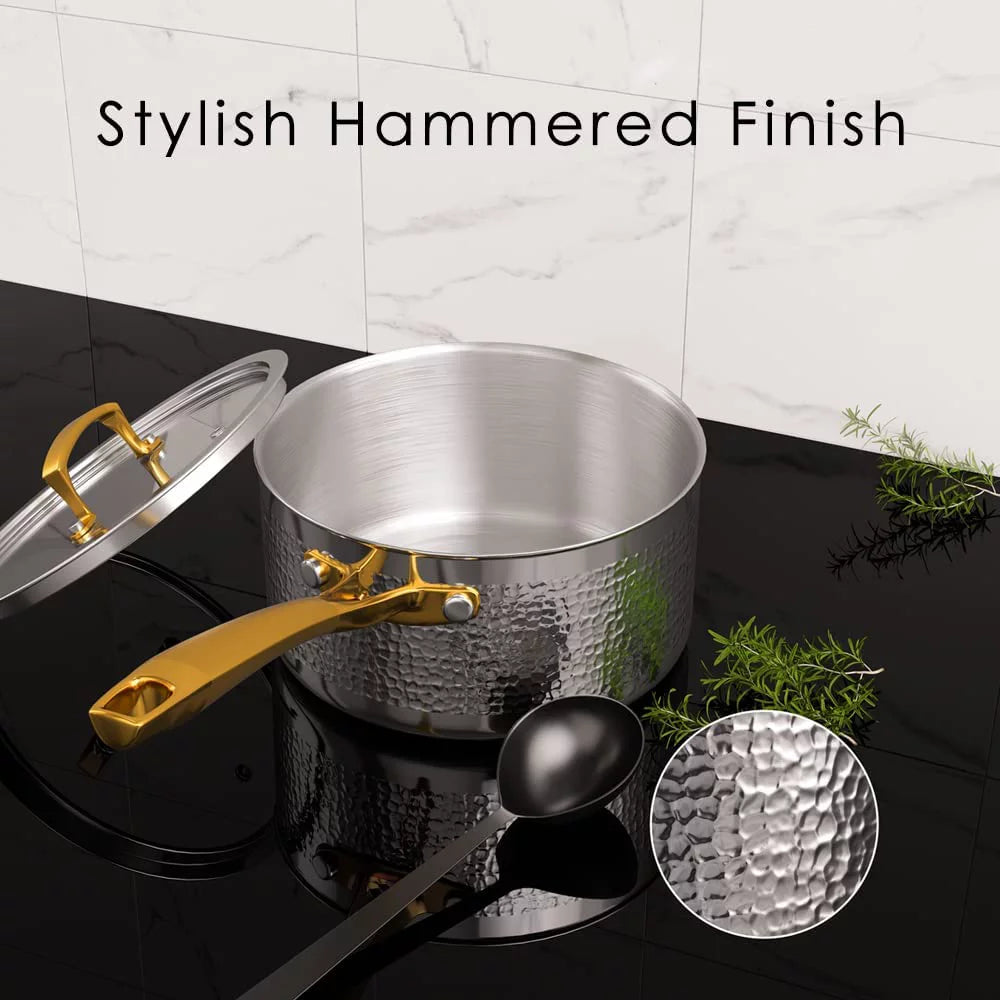 Tri-Ply Stainless Steel Hammered Cookware Set Z76519
