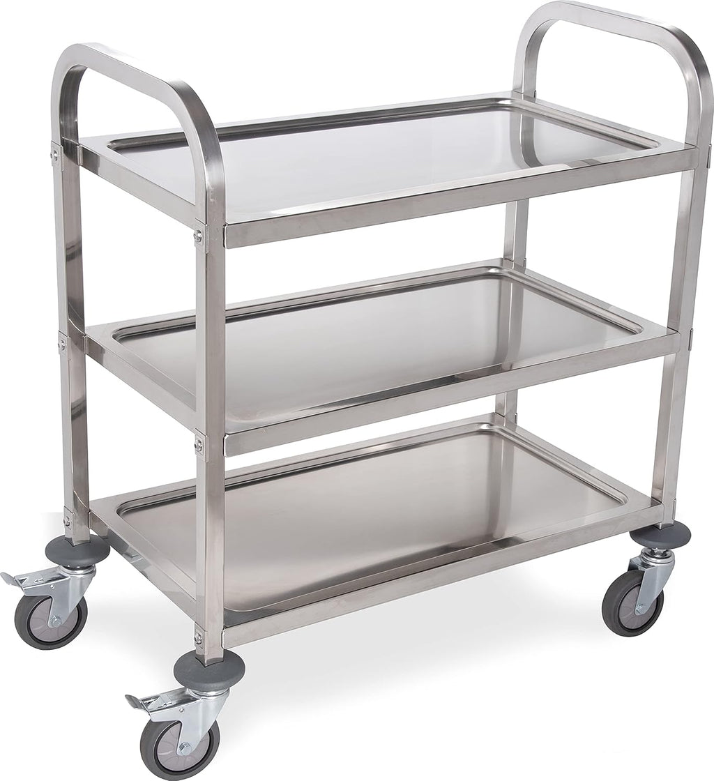 3 Shelf Stainless Steel Utility Cart, 400 Pound Capacity S37574