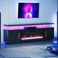 79" TV Stand with Electric Fireplace and Storage Cabinet Q8445