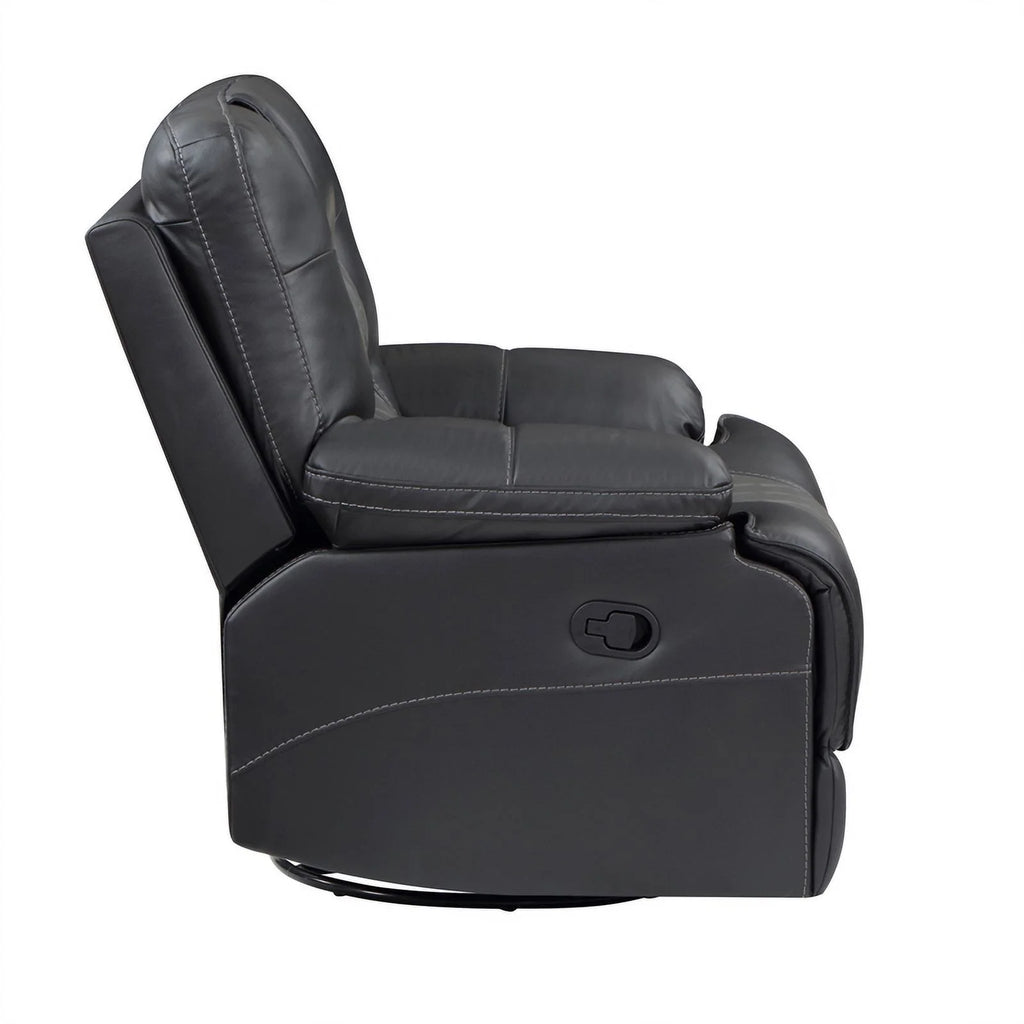 Gray Faux Leather Swivel Glider Reclining Chair D190