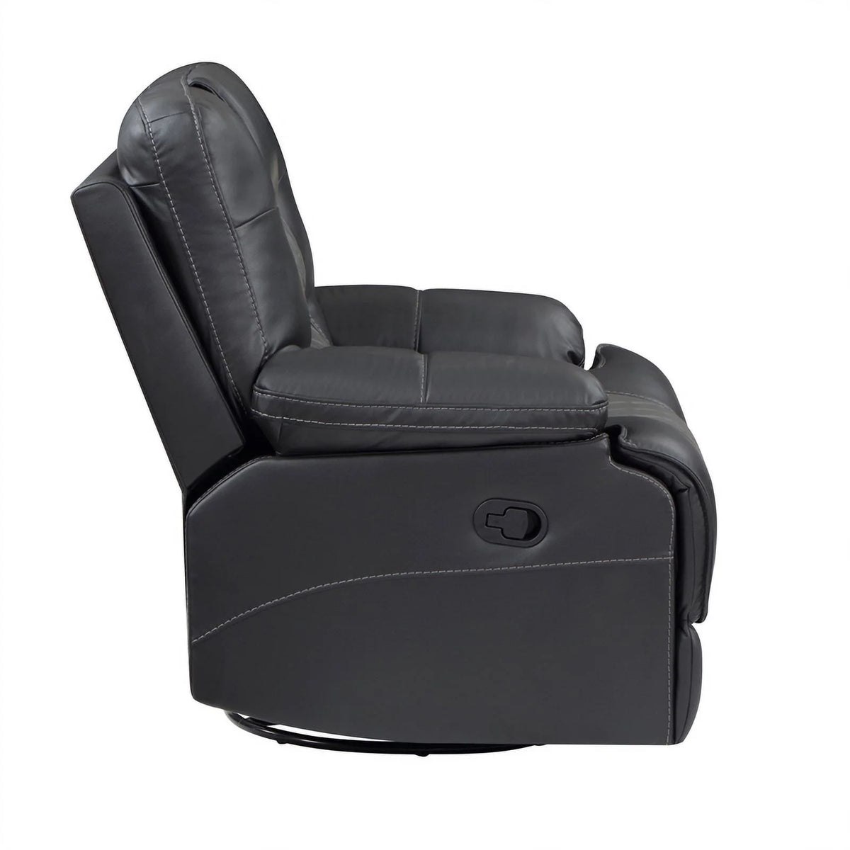 Gray Faux Leather Swivel Glider Reclining Chair D190