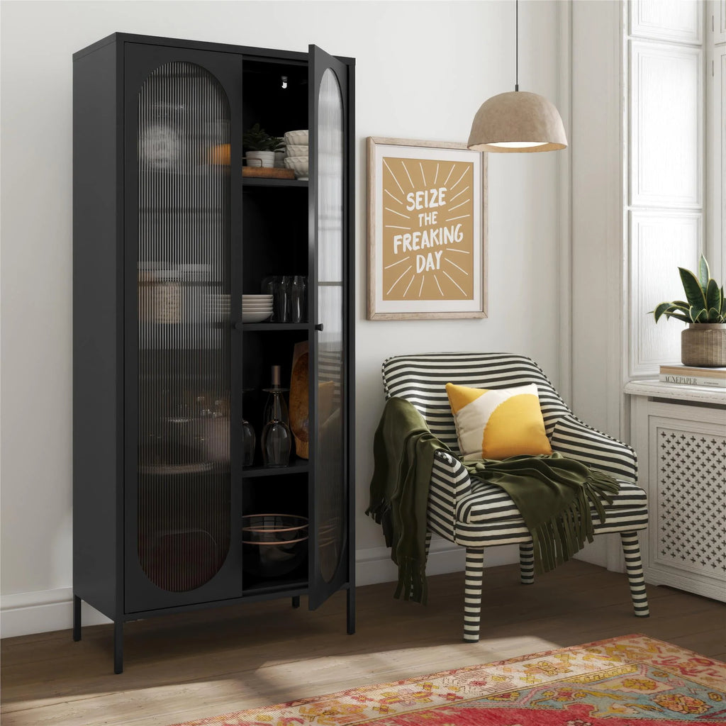 2-Door Accent Cabinet with Fluted Glass N677