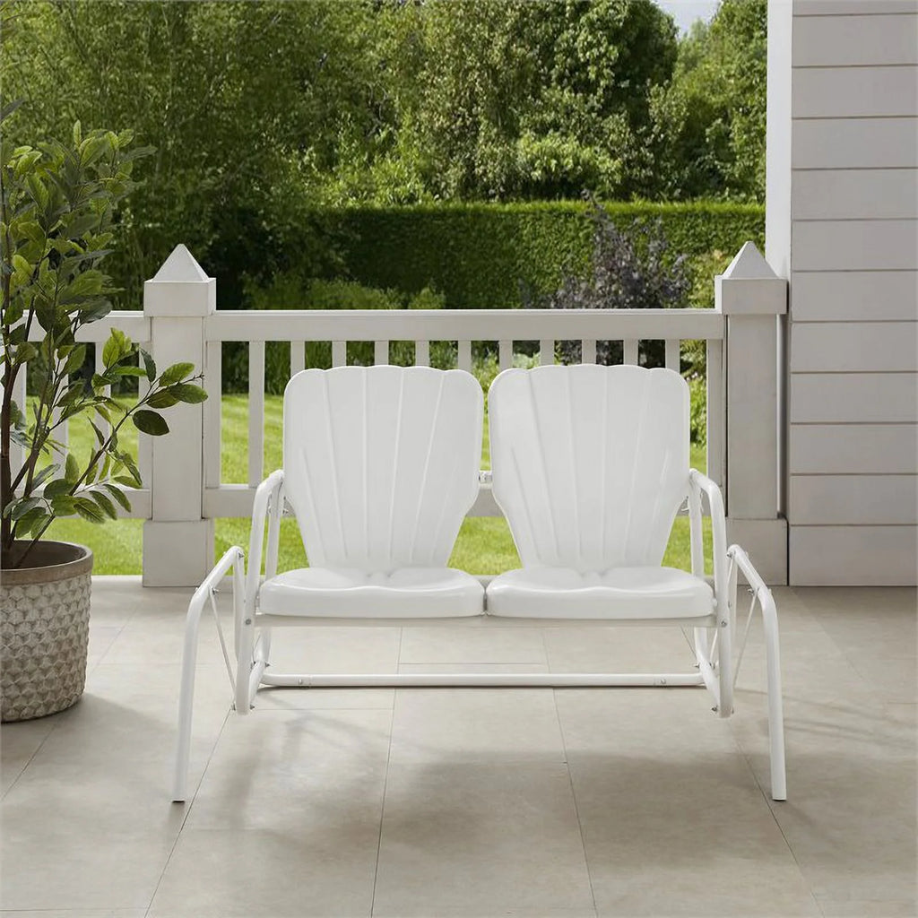 Metal Outdoor Loveseat Glider in White U675