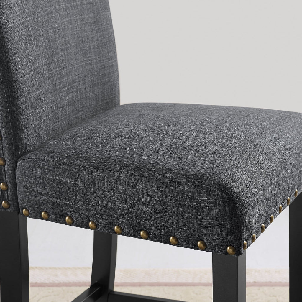 Gray Fabric Solid Rubberwood Counter Height Stool Set of 2 H755496
