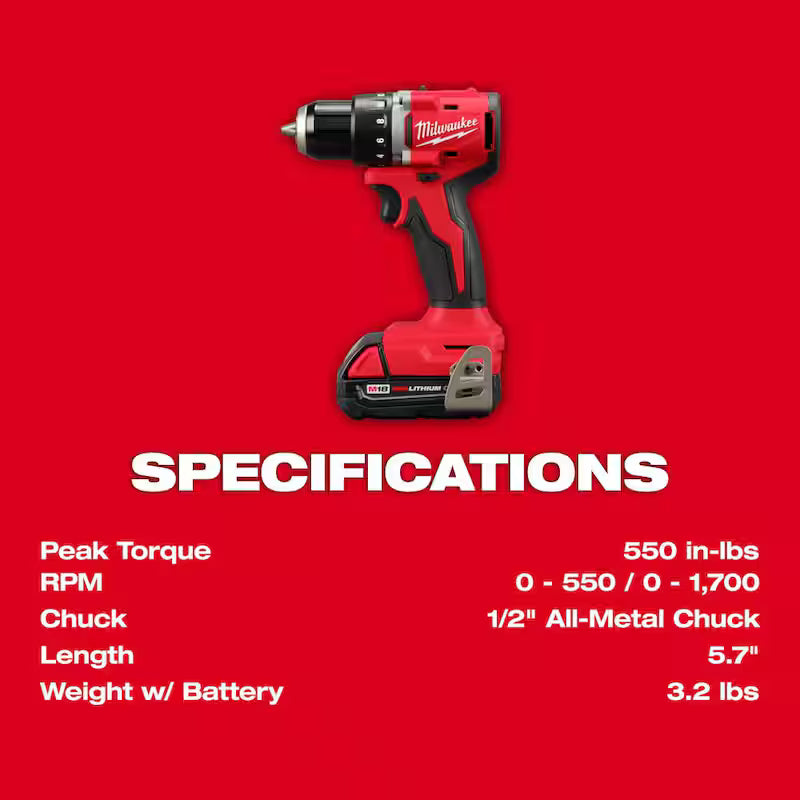 18-Volt Lithium-Ion Brushless Cordless 1/2 in. Compact Drill/Driver Kit with 2 Gal. Cordless Wet/Dry Vacuum Z930