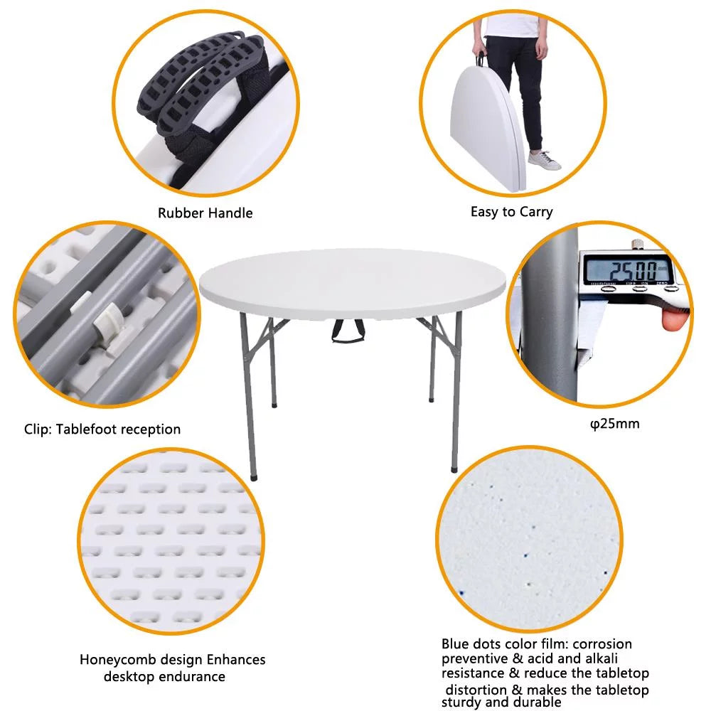 48" Round White Folding Plastic Table X75316
