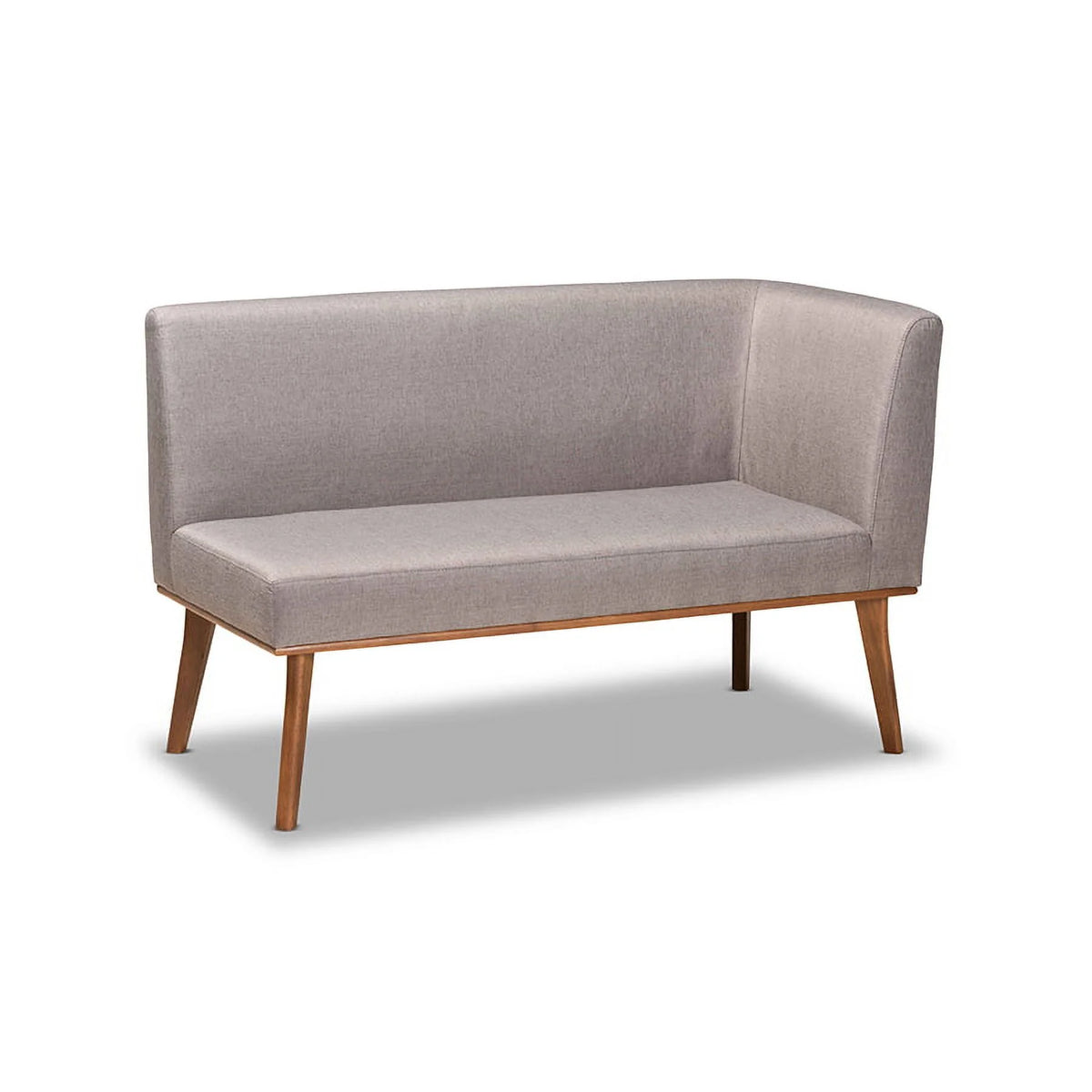 Grey Fabric Upholstered Walnut Brown Wood 3-Piece Dining Nook Set A425