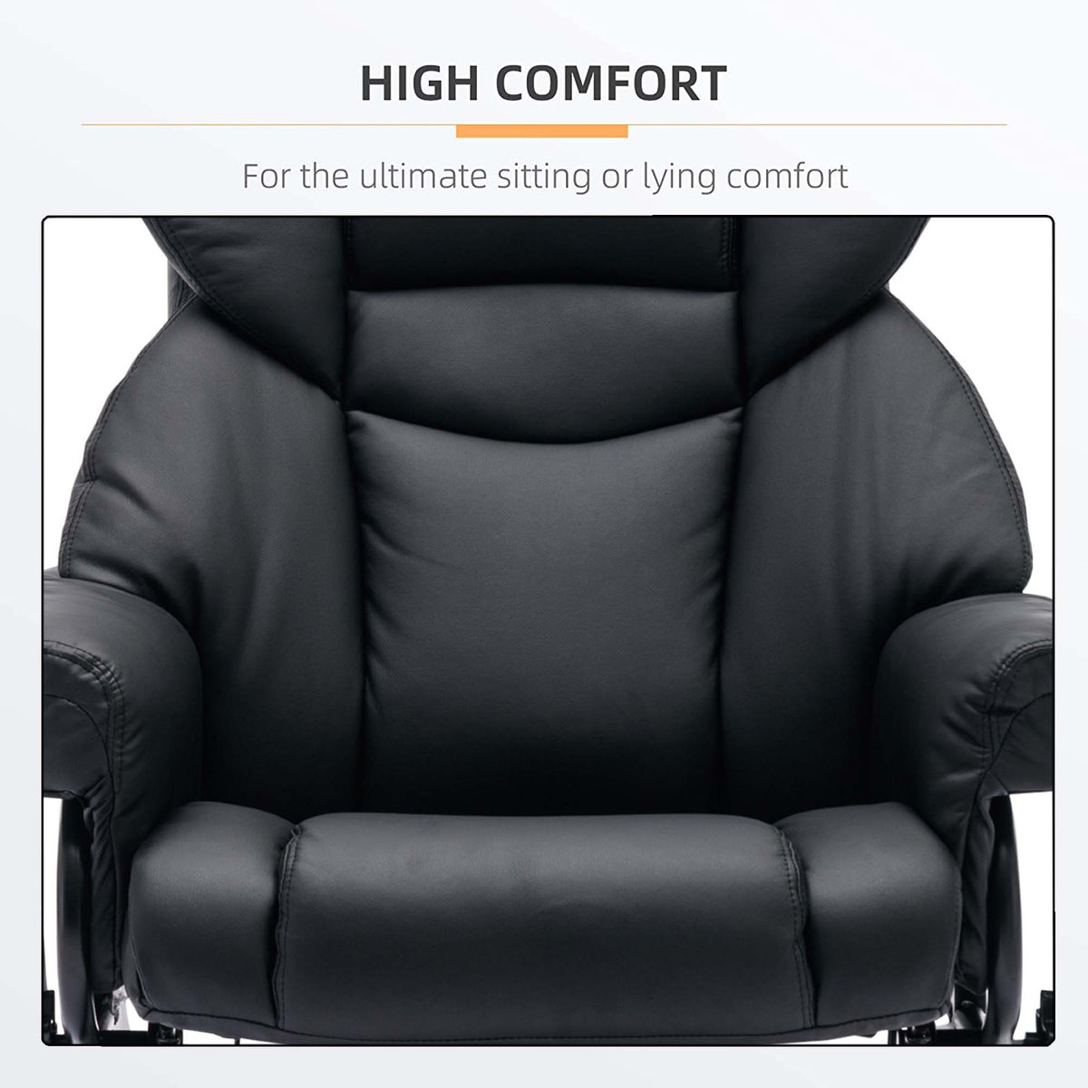 Black PU Massage Recliner Office Chair with Ottoman I468