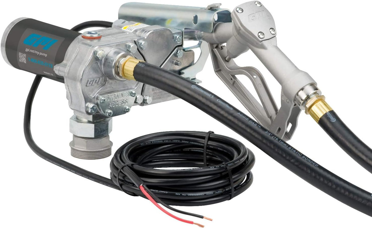 Fuel Transfer Pump with Automatic Shut-Off Nozzle, 15 GPM, 12' Hose L891608