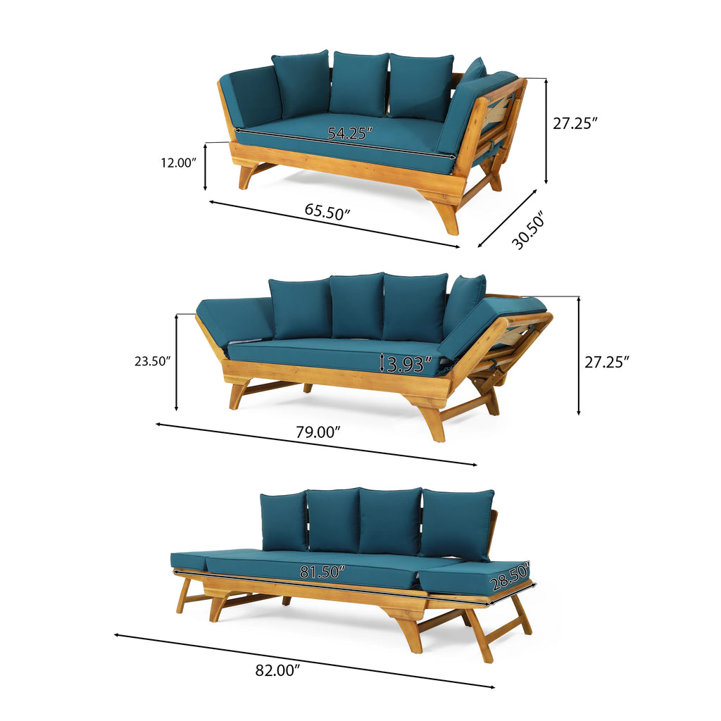 Acacia Wood Outdoor Expandable Daybed with Cushions L23792