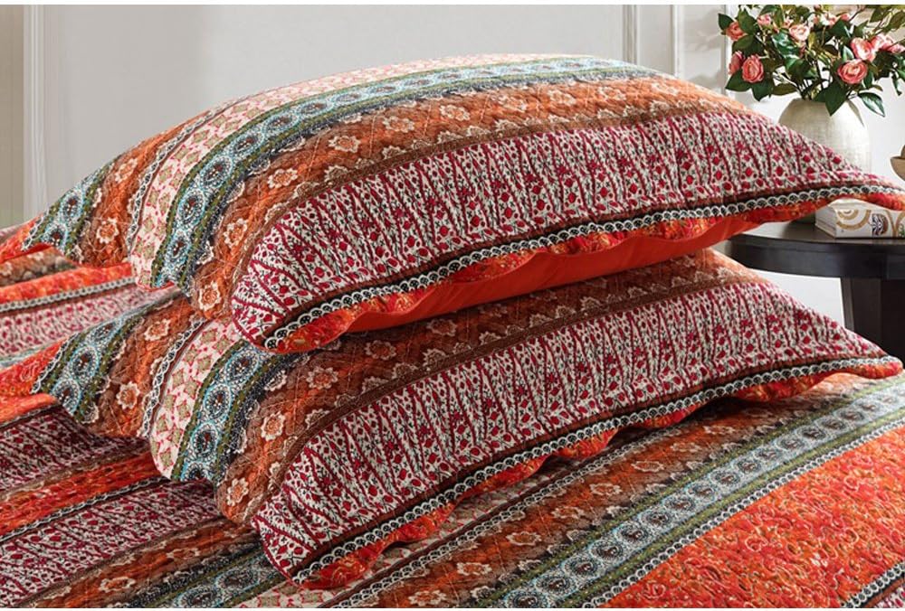 King Size Cotton Patchwork Bedspread Quilt Set I946839
