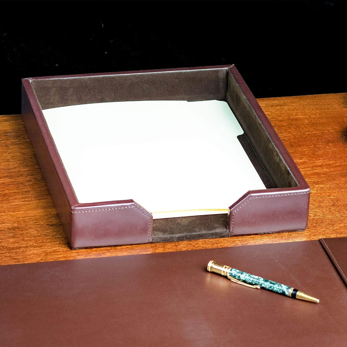 Dark Brown Bonded Leather Letter Tray Pack of 2 J95371
