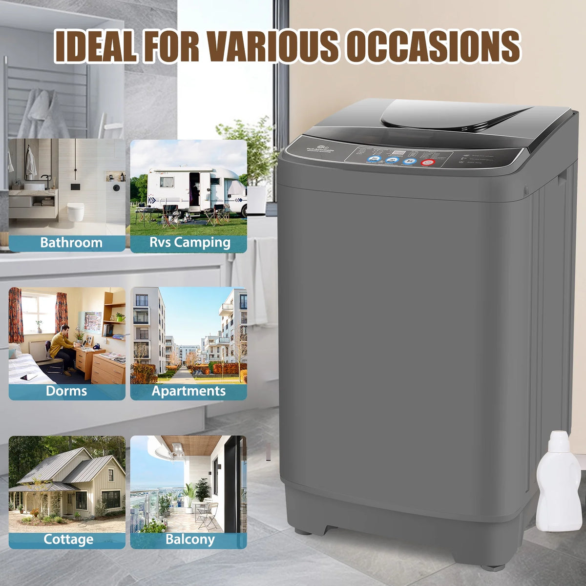 15.6lbs Fully Automatic Portable Washing Machine with LED Display Q3797