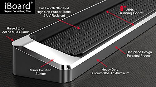 304 Stainless Steel Polished 6in Running Boards Side Steps T13562