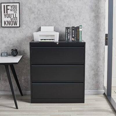 Black 3 Drawer File Cabinet Z25903