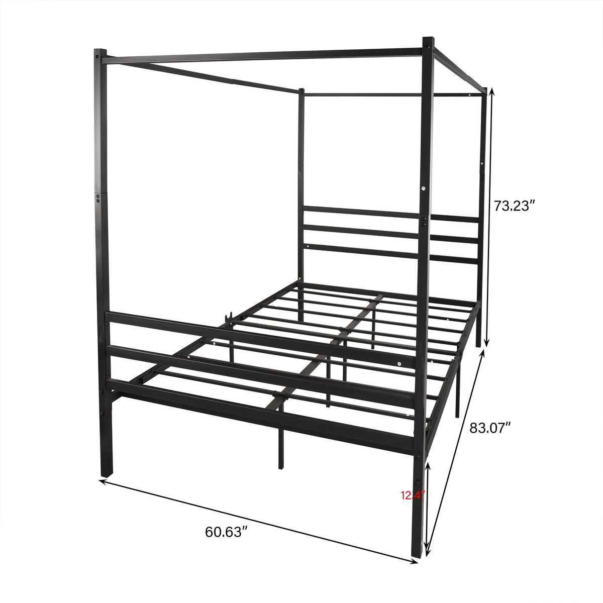 Black Queen Size Metal Platform Bed with Headboard C644469