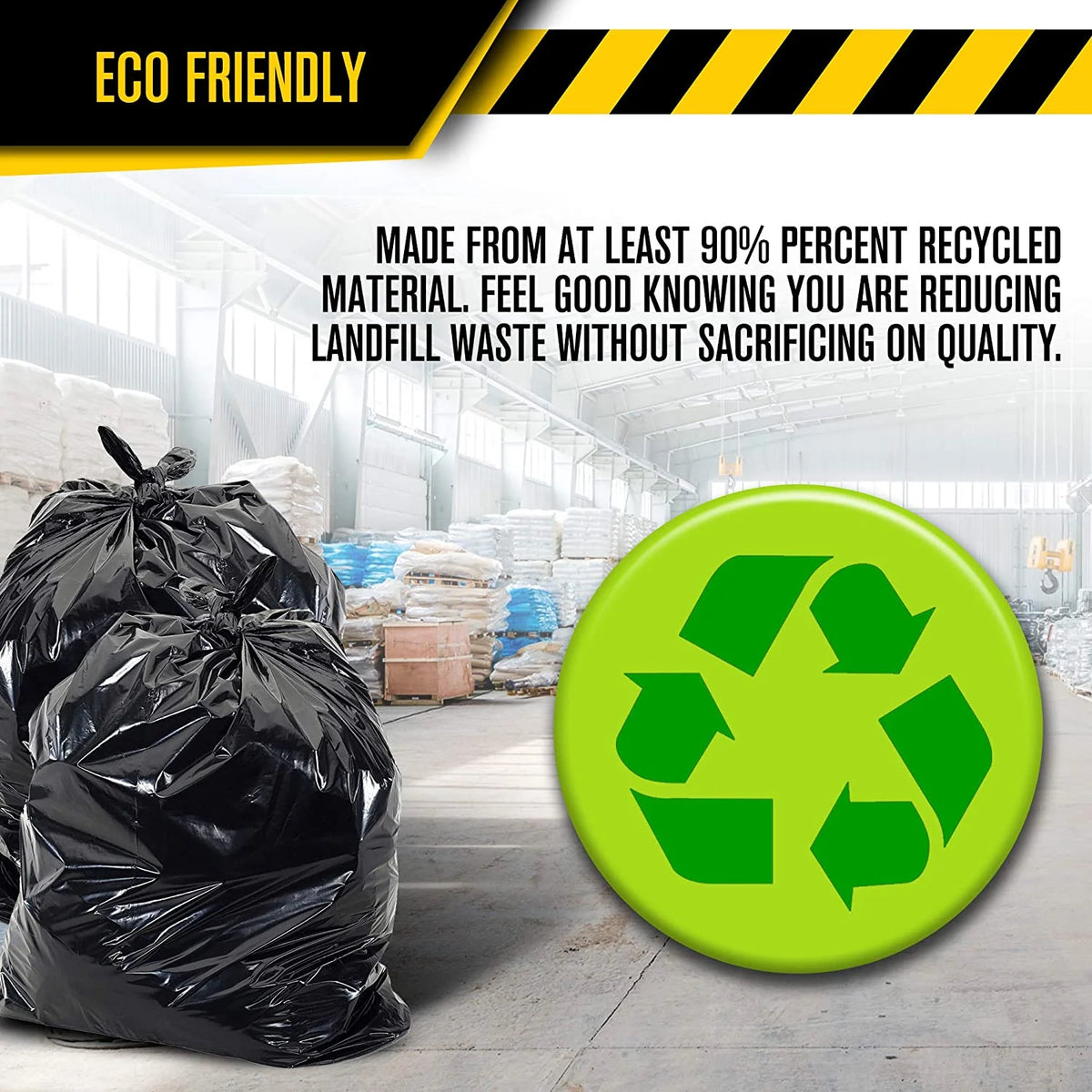 33 Gallon Heavy Duty Black Plastic Trash Bags with Ties 100 Pack P4648
