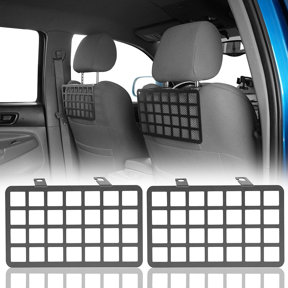 2PCS MOLLE Panel Seat Headrest Storage Metal Shelf for Toyota Tacoma 2005-2022 R7142