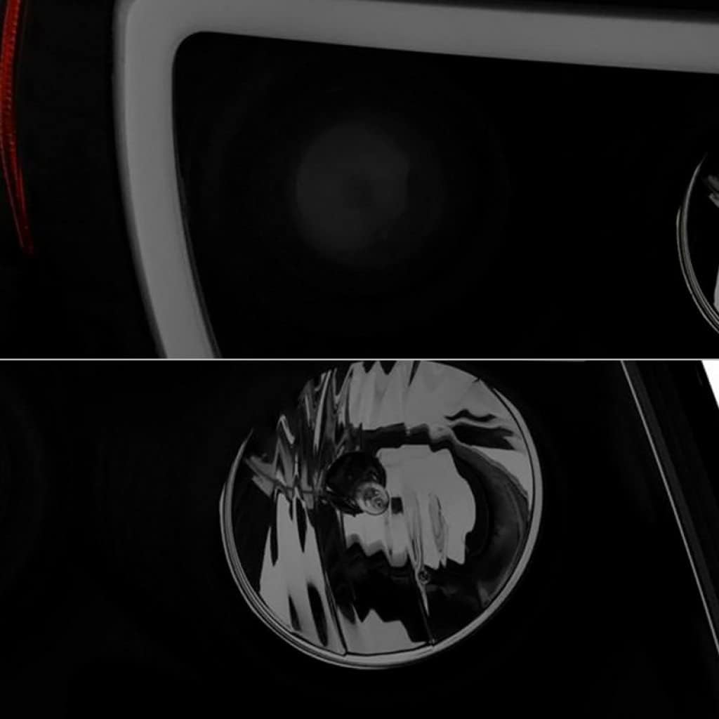 Black Smoke Headlights Pair with Light Bar DRL G893