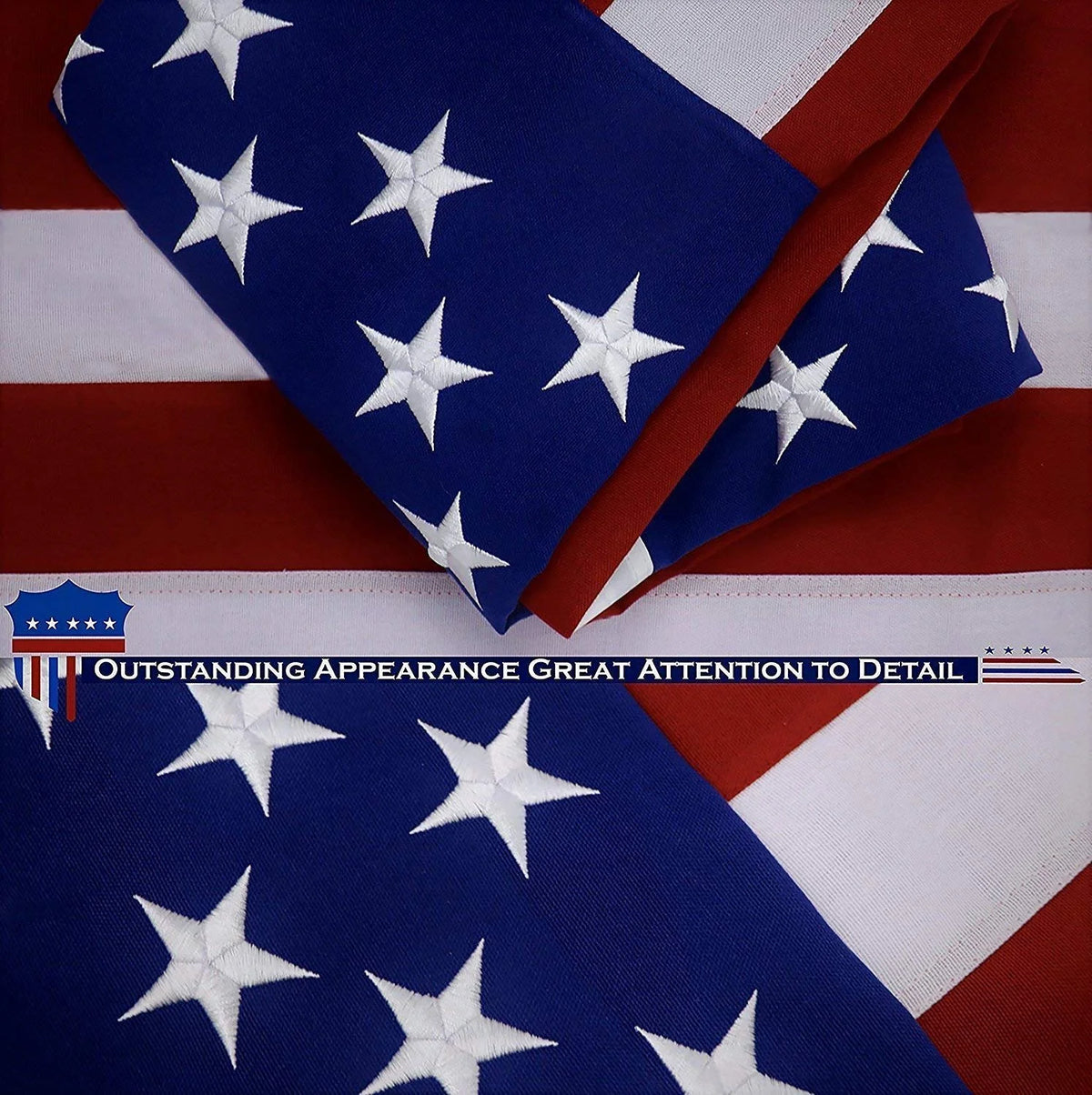 American Flag 4x6 Ft Heavy Duty Spun Polyester Embroidered Stars Sewn Stripes Brass Grommets D261