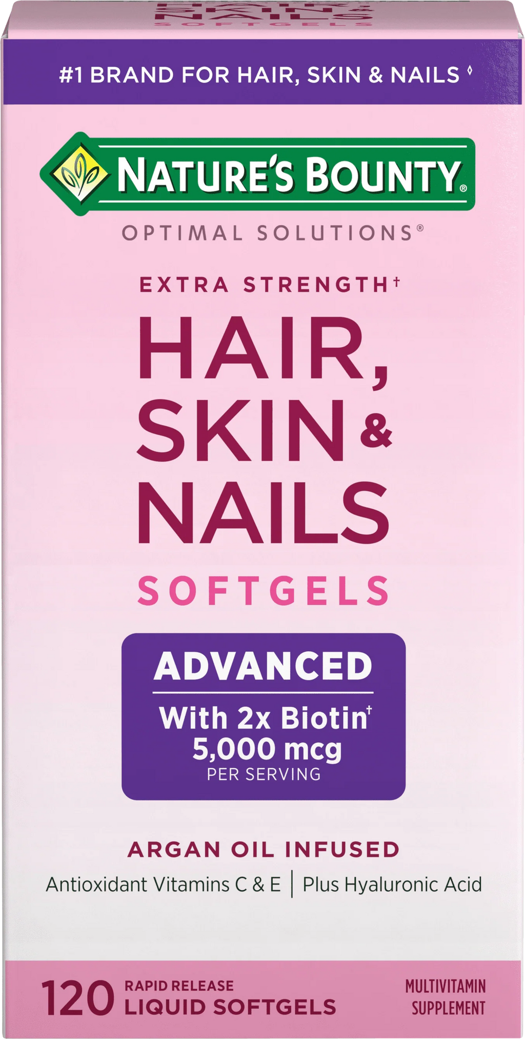 Advanced Hair, Skin and Nail Biotin & Vitamins A, C, & E Softgels, 120 Ct I67895