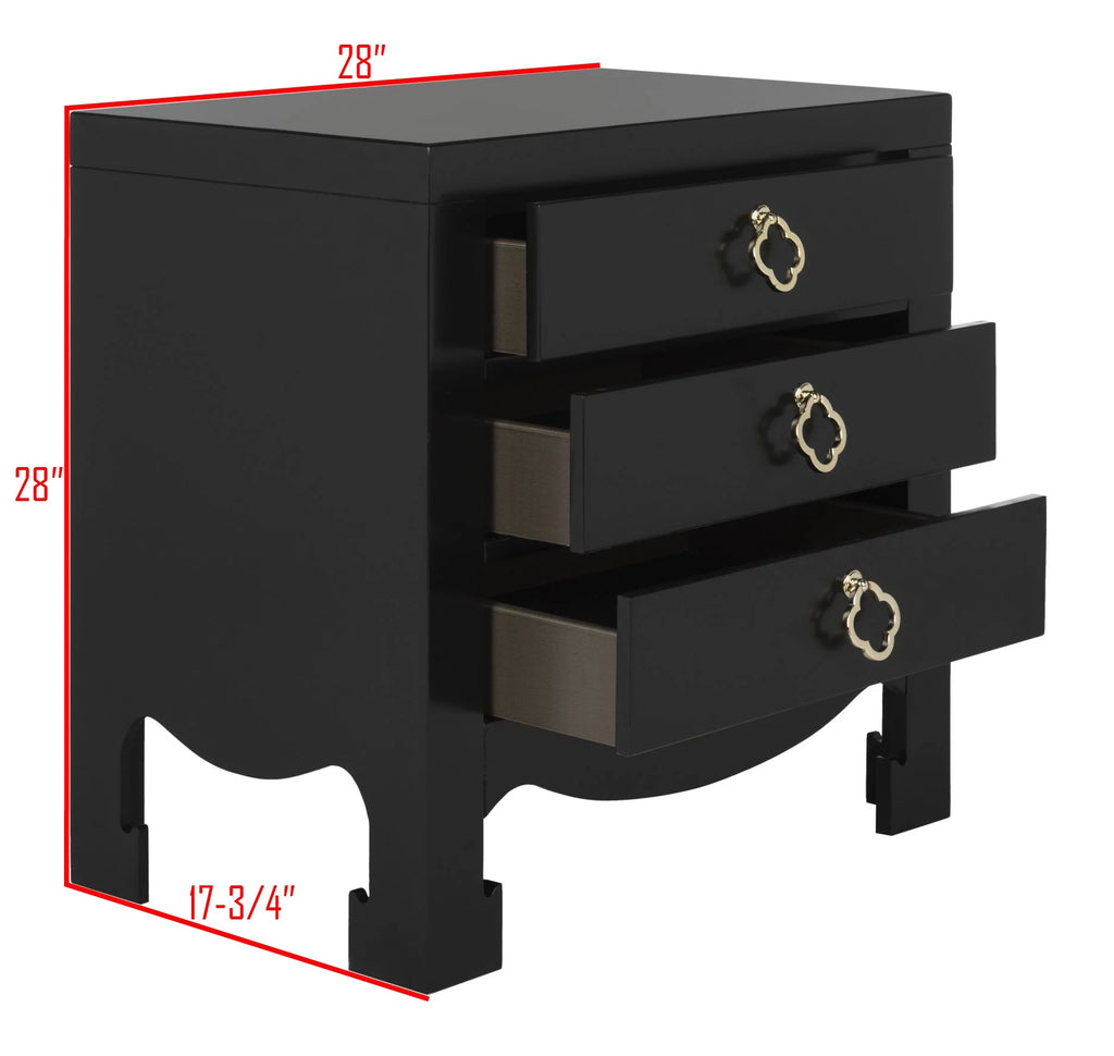 Black 3 Drawer Night Stand D52963
