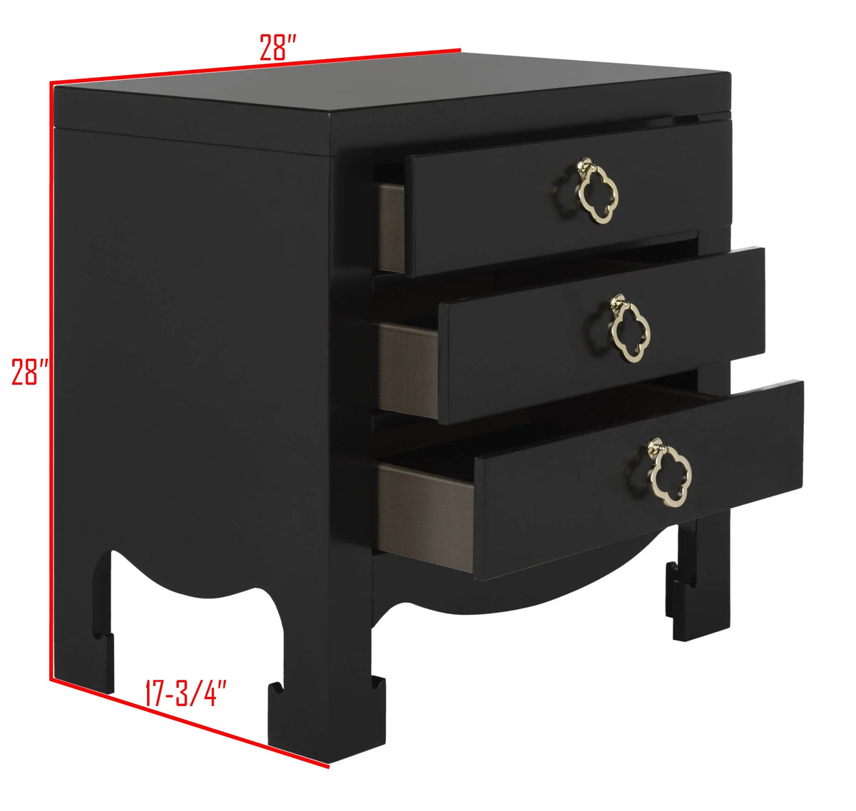Black 3 Drawer Night Stand D52963