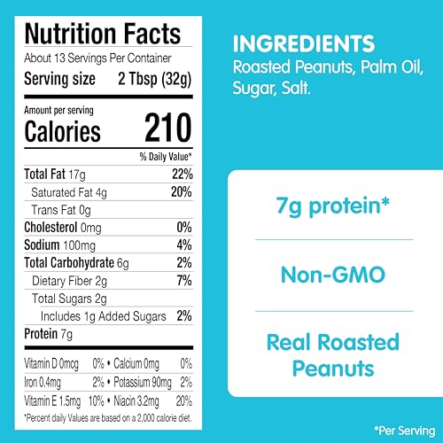 Natural Creamy Reduced Sugar and Sodium Peanut Butter, 15 Ounce (Pack of 12) O162