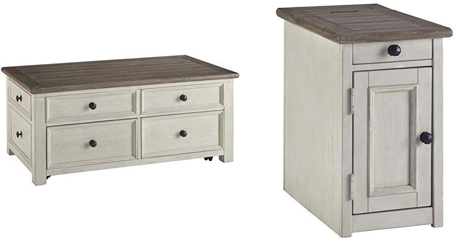 Two-Tone Lift Top Cocktail Table and Two-Tone Chair Side End Table H485857