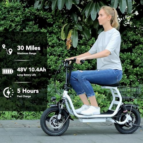 500W/800W/1200W Electric Scooter with Seat, 14" Fat Tire, Foldable Electric Scooter H633519