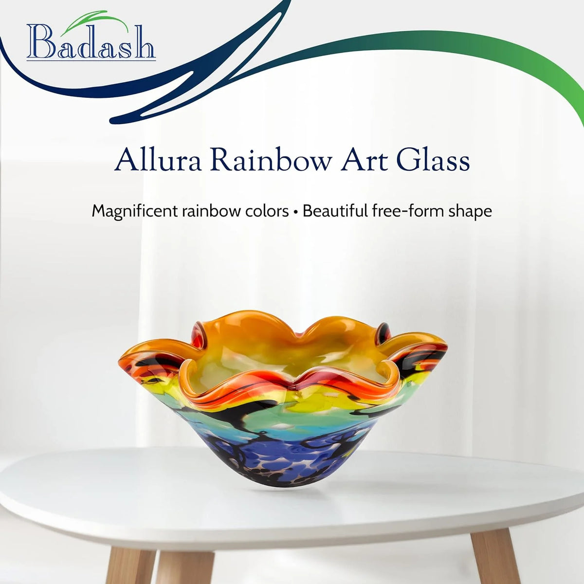 8” Mouth-Blown Art Glass Bowl E567