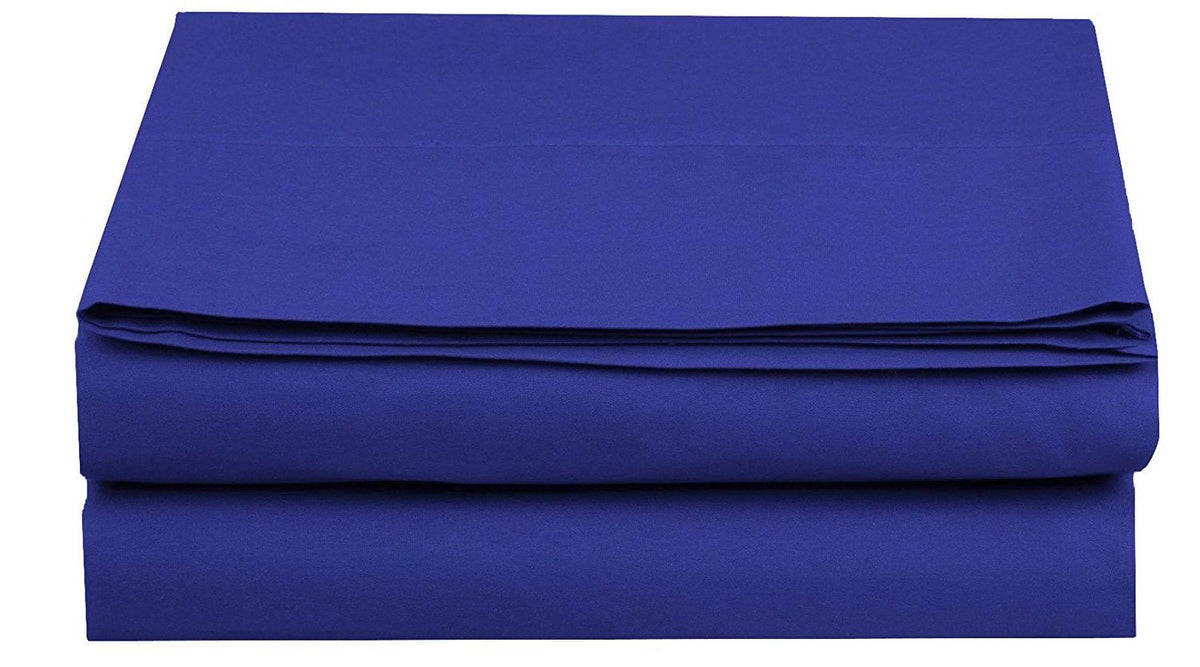 Set of 2 King Size Royal Blue Flat Sheet K322376
